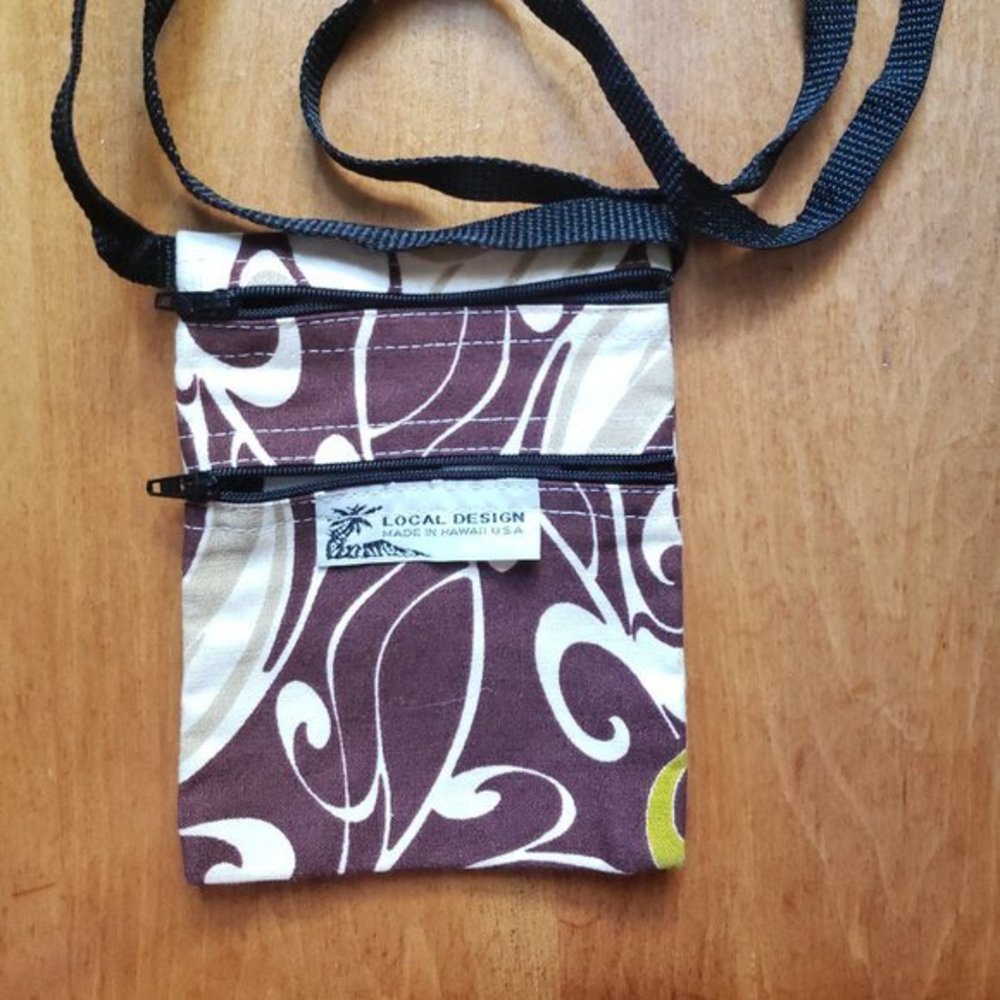 Local Design - Shoulder Purse - made in Hawaii - brown, white & beige - Pre-worn